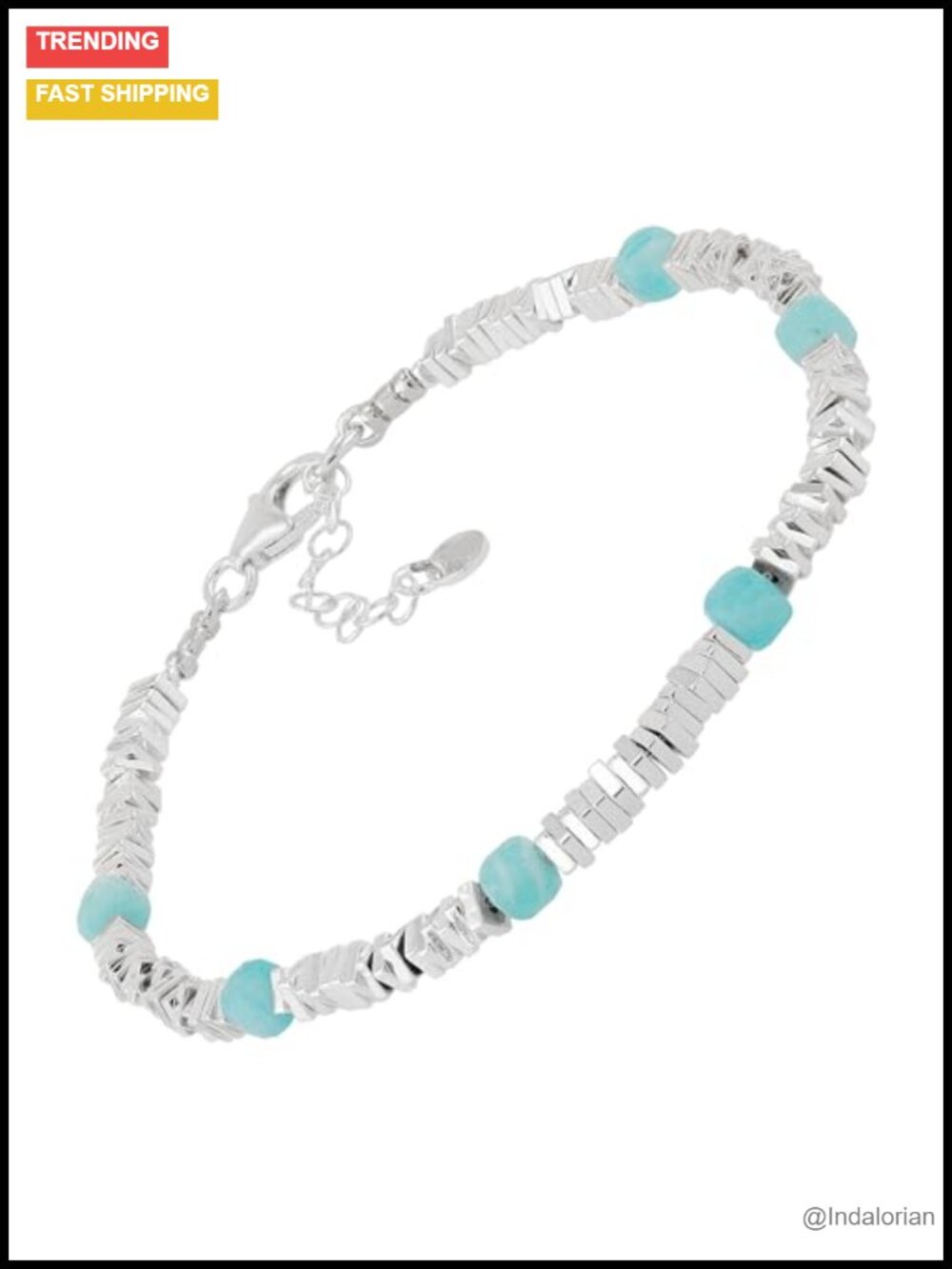 Sterling Silver Hematite Amazonite Bead Bracelet Charm
